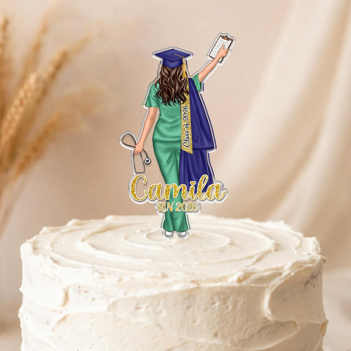Personalized Nurse Graduation Cake Topper, Class of 2026 Nurse Cake Topper, Congrats Graduation Party Decor, Nurse Grad Gift For Daughter