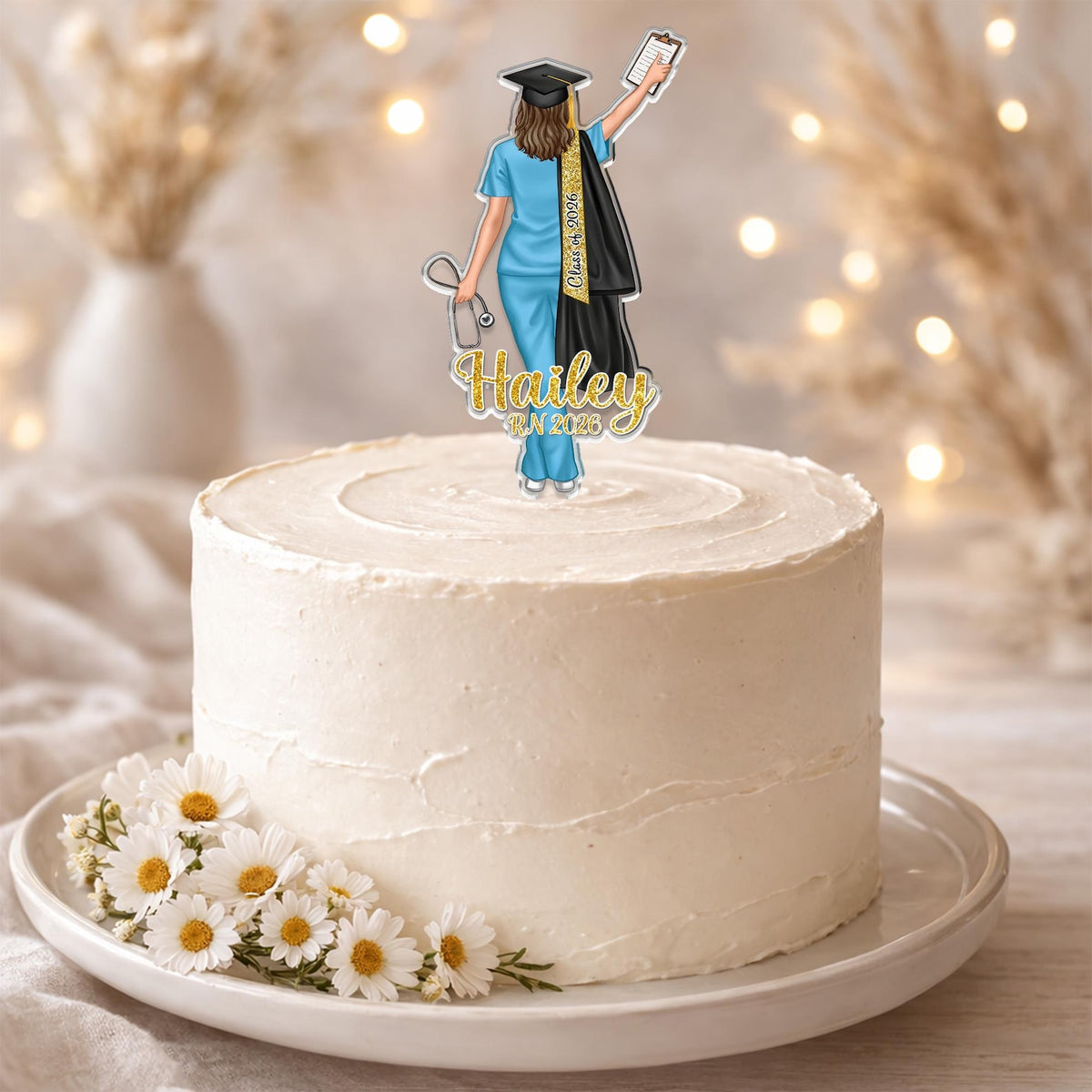 Personalized Nurse Graduation Cake Topper, Class of 2026 Nurse Cake Topper, Congrats Graduation Party Decor, Nurse Grad Gift For Daughter