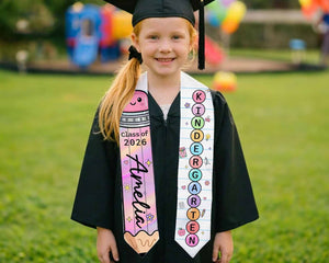 Custom Kids Name Pencil Stole, Preppy Graduation Sash, Grad Gift for Boy Girl, Kindergarten Class of 2026, Cute Grad Gift For Daughter Gift For Son