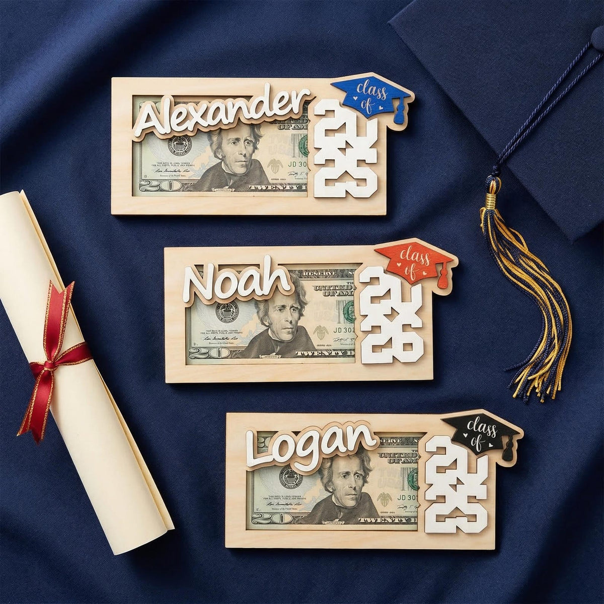 Personalized Wood Graduation Money Holder 2026: Gift for Him/Her