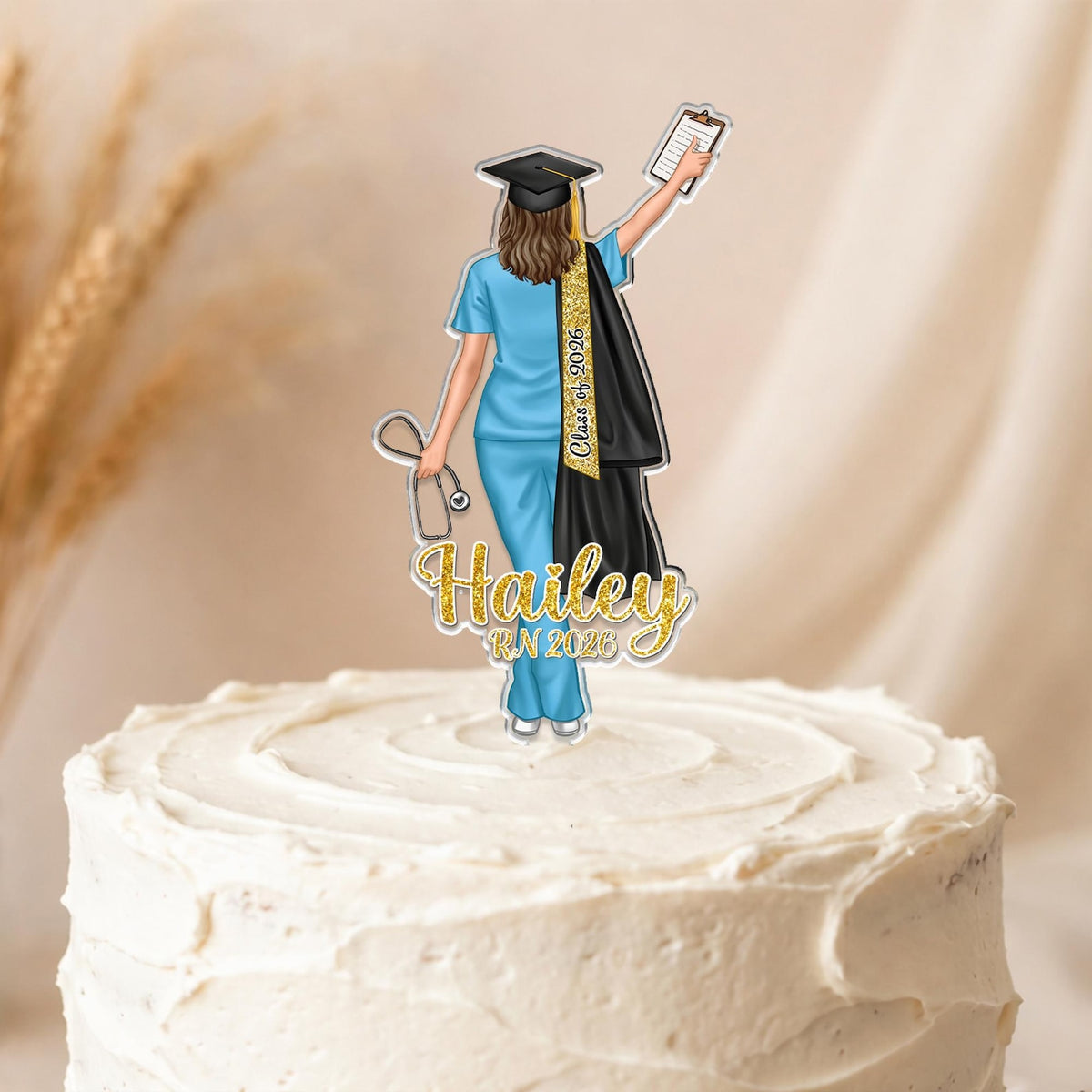 Personalized Nurse Graduation Cake Topper, Class of 2026 Nurse Cake Topper, Congrats Graduation Party Decor, Nurse Grad Gift For Daughter