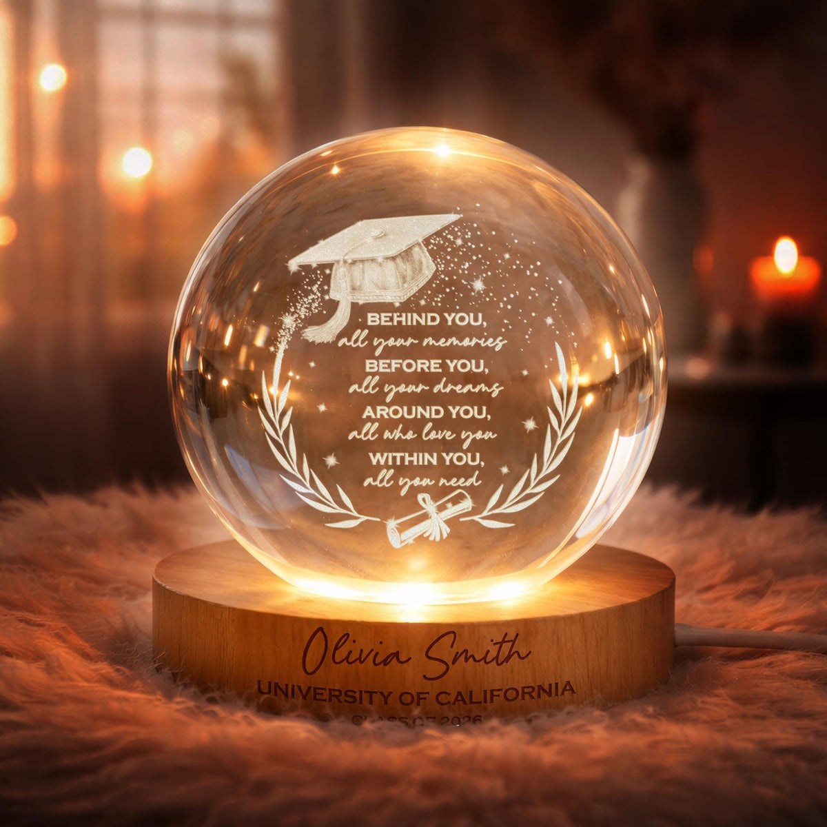 Graduation Crystal Ball Night Light, Graduation Gift, Class of 2026, Senior 2026 Gift,Highschool College Graduation Gift For Bestie,Daughter