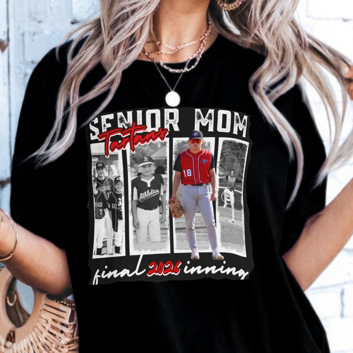 Senior Baseball Mom Shirt 2026, Personalized Photo Collage Shirt, Custom High School Baseball Mom Tee, Senior Season Shirt, Sports Mom Gift