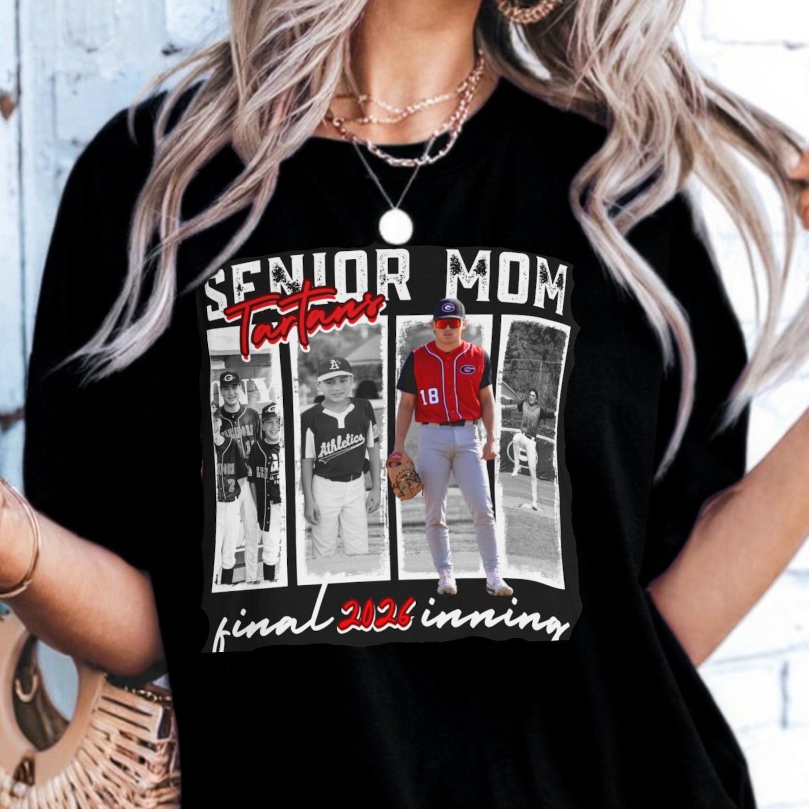 Senior Baseball Mom Shirt 2026, Personalized Photo Collage Shirt, Custom High School Baseball Mom Tee, Senior Season Shirt, Sports Mom Gift