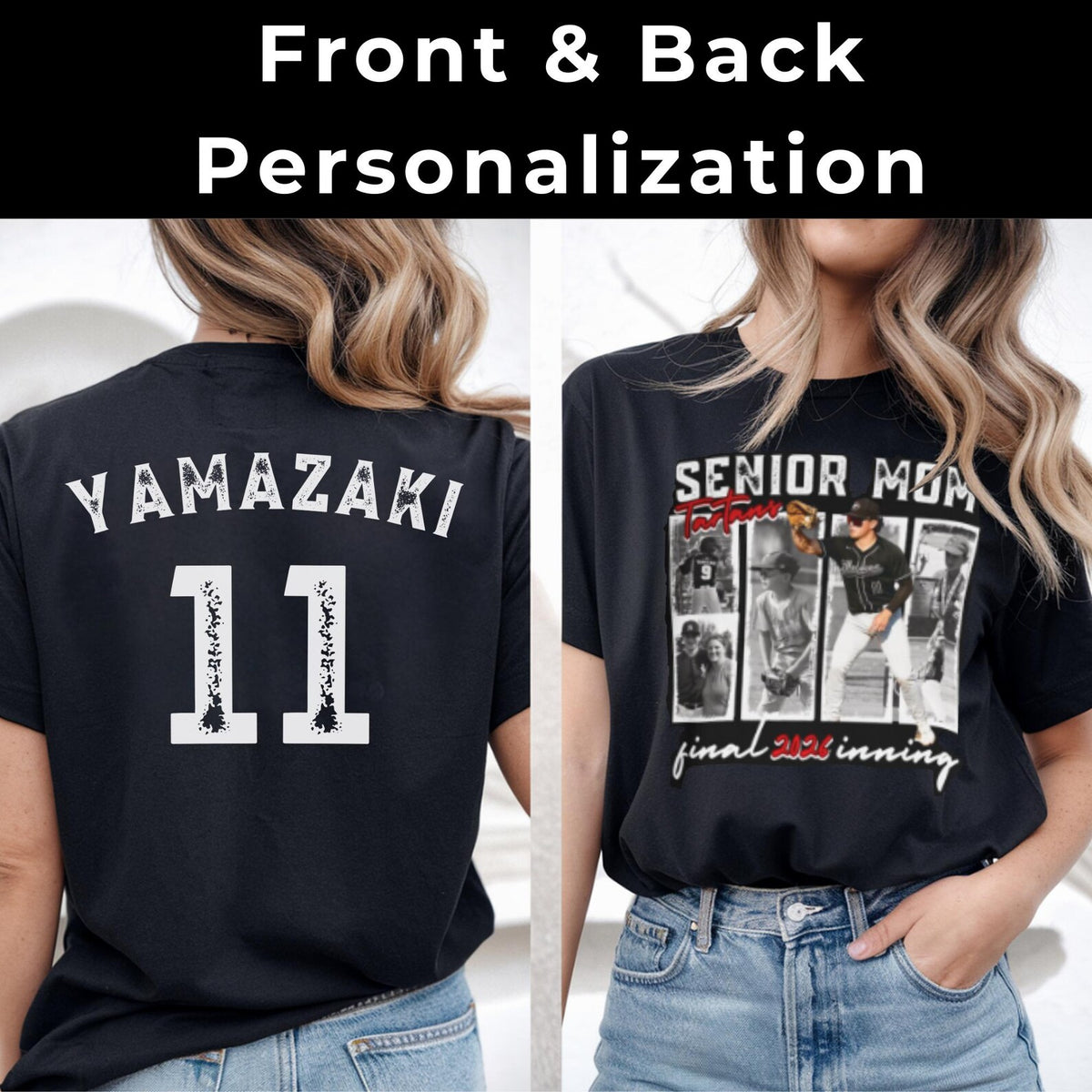 Senior Baseball Mom Shirt 2026, Personalized Photo Collage Shirt, Custom High School Baseball Mom Tee, Senior Season Shirt, Sports Mom Gift