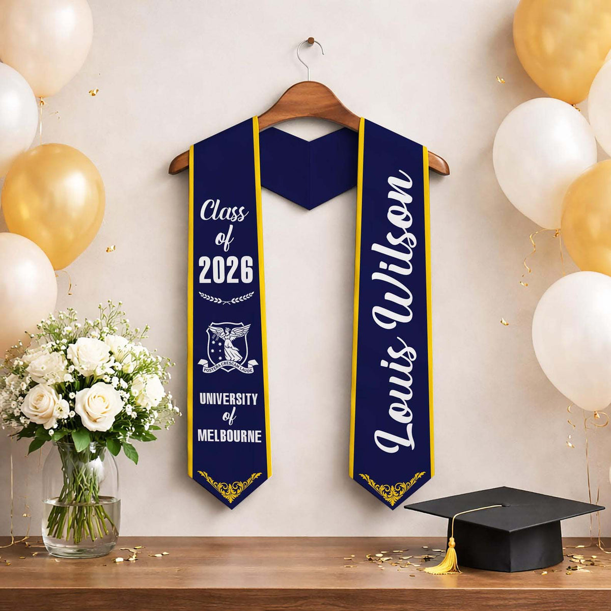 Personalized Graduation Stole Class of 2026, Custom Name Senior Graduation Sash, Gift for Daughter Son