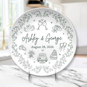 Personalized Wedding Plate, Custom Couple Name Platter with Date, Wedding Gift for Couple, Bridal Shower Gift, Wedding Anniversary Gift
