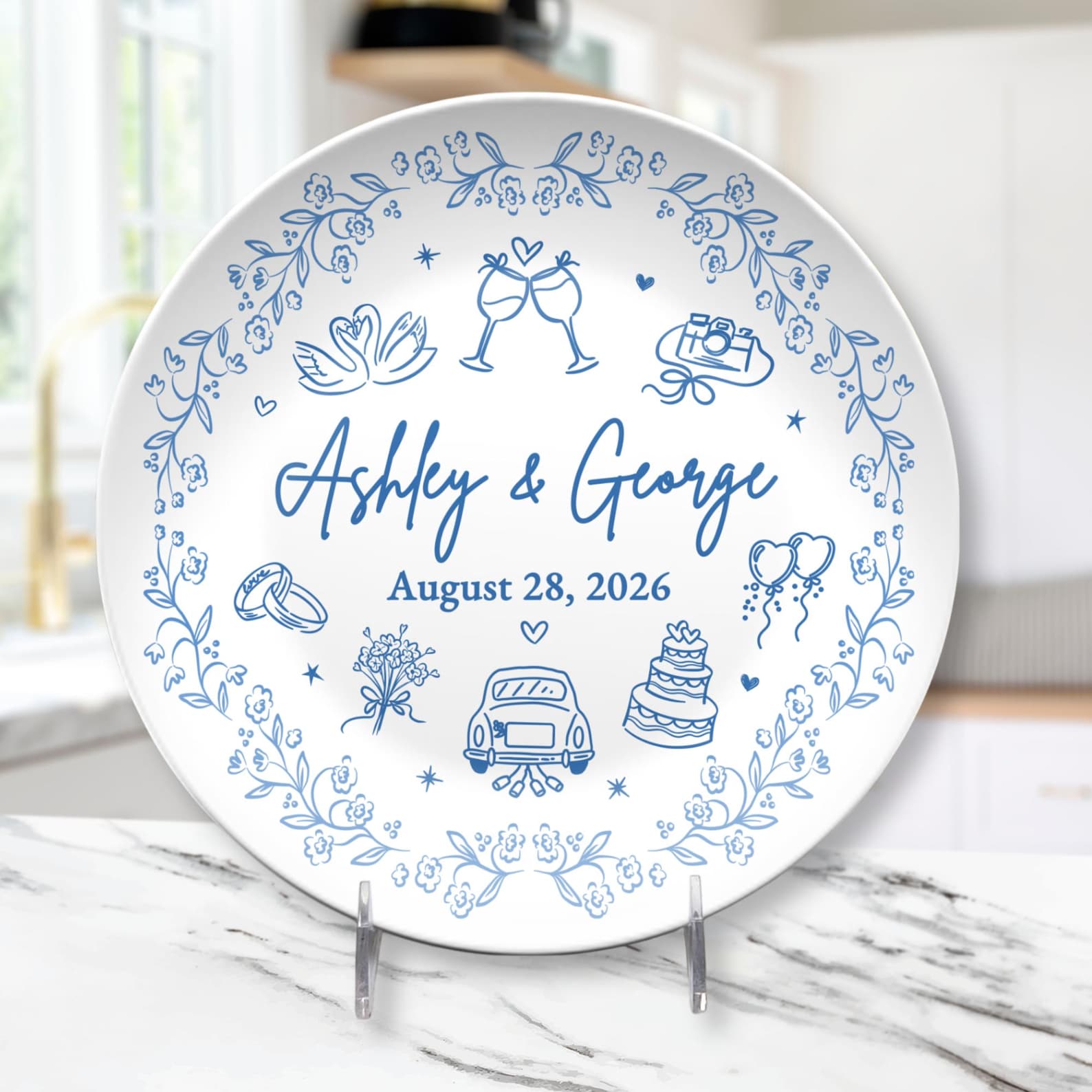 Personalized Wedding Plate, Custom Couple Name Platter with Date, Wedding Gift for Couple, Bridal Shower Gift, Wedding Anniversary Gift