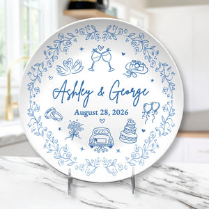 Personalized Wedding Plate, Custom Couple Name Platter with Date, Wedding Gift for Couple, Bridal Shower Gift, Wedding Anniversary Gift