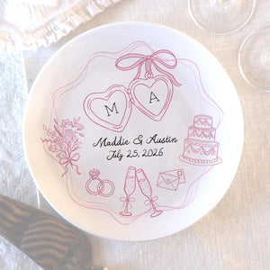 Personalized Ceramic Wedding Plate,  Anniversary or Engagement Keepsake