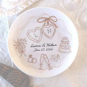Personalized Ceramic Wedding Plate,  Anniversary or Engagement Keepsake