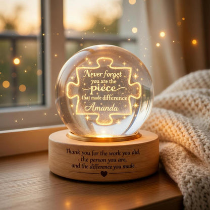 Custom Engraved Crystal Night Light: Employee Leaving Gift, Thank You Appreciation Gift for Coworker Teacher Mentor