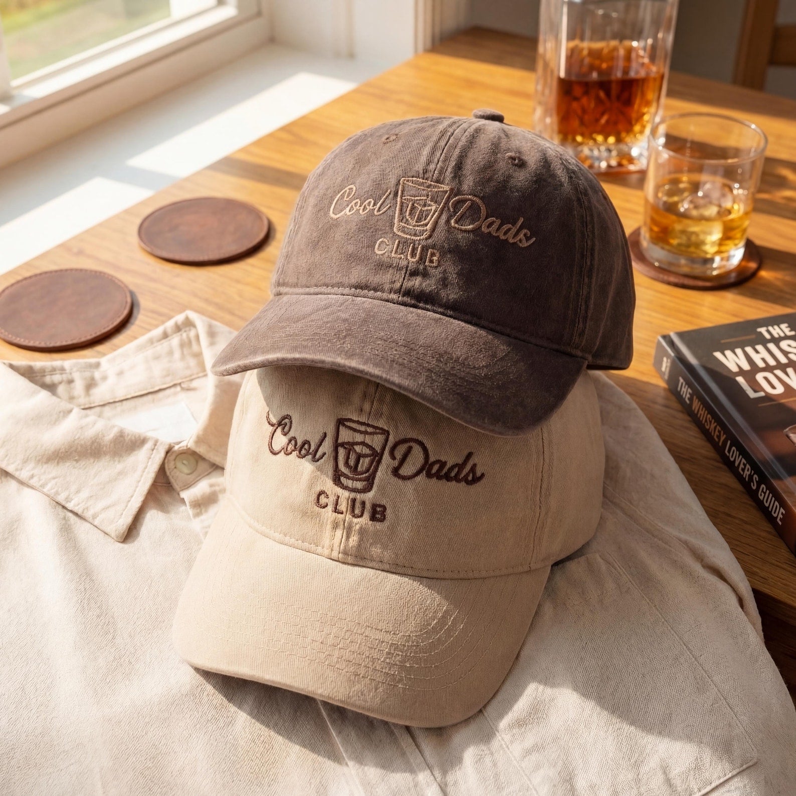 Embroidered Cool Dads Club Hat, Father's Day Gift, Whiskey Lover Dad Cap, New Dad Baseball Hat, Gift for Husband, Vintage Washed Cotton Cap