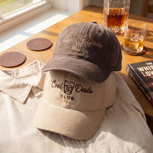 Embroidered Cool Dads Club Hat, Father's Day Gift, Whiskey Lover Dad Cap, New Dad Baseball Hat, Gift for Husband, Vintage Washed Cotton Cap