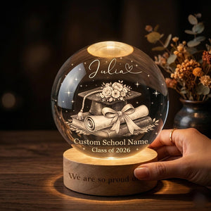 Personalized 2026 Graduation Crystal Ball Night Light, Class of 2026 Graduation Gift, College Grad Gift for Senior, Bestie, Daughter