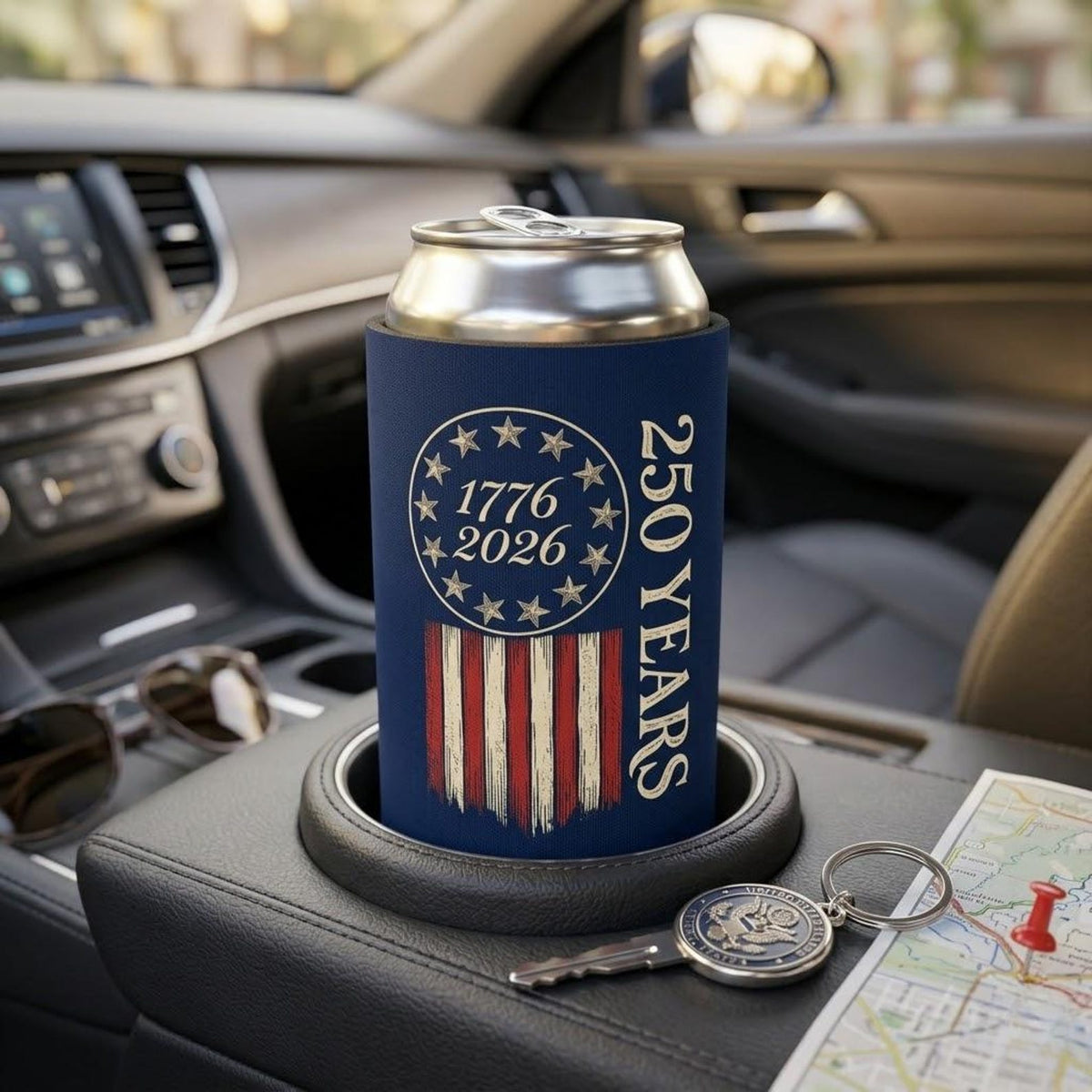 America 250 Years Can Cooler, USA 250th Anniversary Gift, Patriotic 1776 2026 Independence Day Beer Sleeve, July 4th Gift