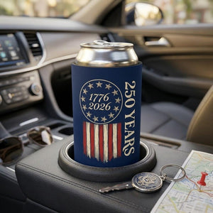 America 250 Years Can Cooler, USA 250th Anniversary Gift, Patriotic 1776 2026 Independence Day Beer Sleeve, July 4th Gift