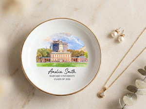 Custom University Jewelry Dish, Personalized College Graduation Gift, School Logo Ring Dish, Graduate Keepsake