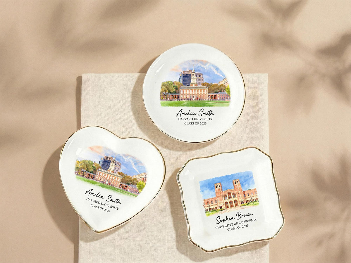 Custom University Jewelry Dish, Personalized College Graduation Gift, School Logo Ring Dish, Graduate Keepsake