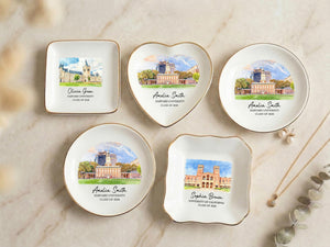 Custom University Jewelry Dish, Personalized College Graduation Gift, School Logo Ring Dish, Graduate Keepsake