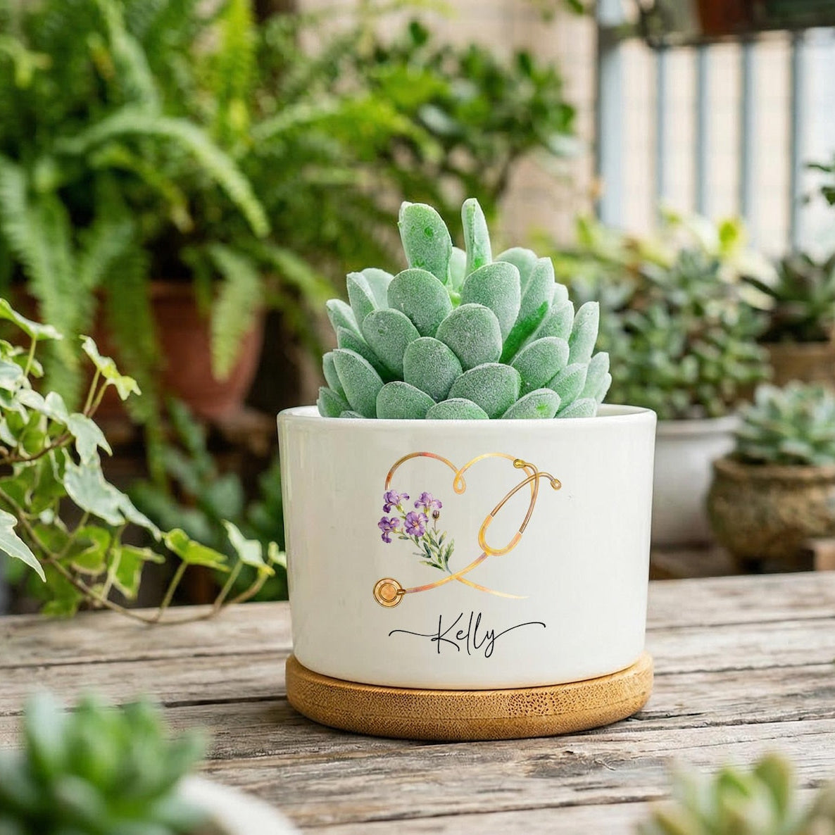 Personalized Nurse Planter Pot, Floral Stethoscope Planter, Custom Nurse Succulent Pot, RN Gift for Her, Medical Office Decor