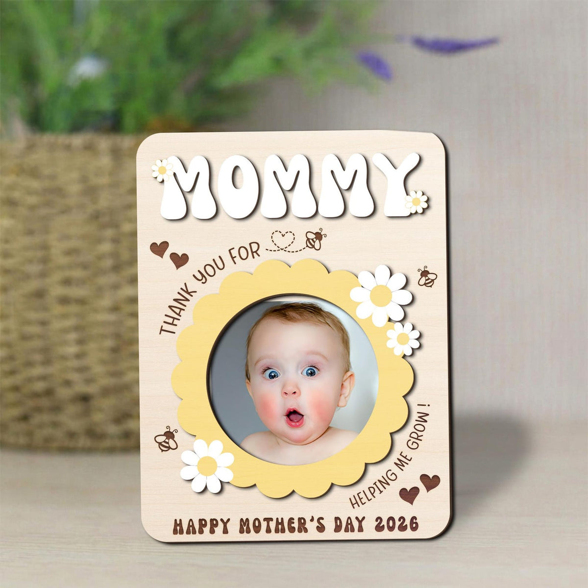 Mothers Day Fridge Photo Magnet, Gift for Grandma, Thank You for Helping Me Grow, Baby Picture Frame, Grandma Photo Magnet, New Grandma Gift