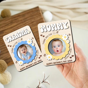 Mothers Day Fridge Photo Magnet, Gift for Grandma, Thank You for Helping Me Grow, Baby Picture Frame, Grandma Photo Magnet, New Grandma Gift