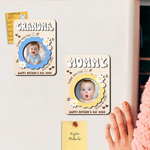 Mothers Day Fridge Photo Magnet, Gift for Grandma, Thank You for Helping Me Grow, Baby Picture Frame, Grandma Photo Magnet, New Grandma Gift