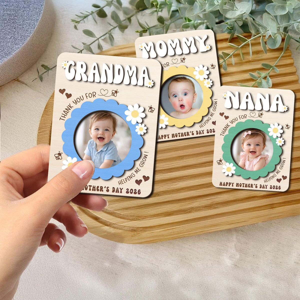 Mothers Day Fridge Photo Magnet, Gift for Grandma, Thank You for Helping Me Grow, Baby Picture Frame, Grandma Photo Magnet, New Grandma Gift