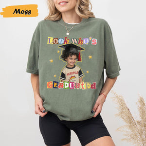 Personalized Graduation Shirt: Look's Who Graduated Vintage Photo Shirt, Graduation Outfit For Mom Dad, Photo Graduation Tee, Graduation Day