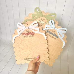 Personalized Mother's Day Handprint Sign | Custom Wood Keepsake for Mom, Grandma