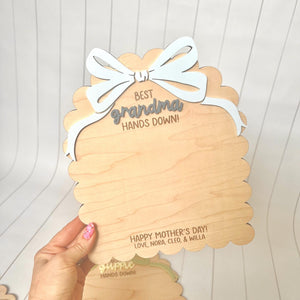 Personalized Mother's Day Handprint Sign | Custom Wood Keepsake for Mom, Grandma