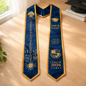 Personalized Graduation Stole Custom Name, Class of 2026 Stole, Custom College Stole, Marketing Graduation Sash, School Name Gift