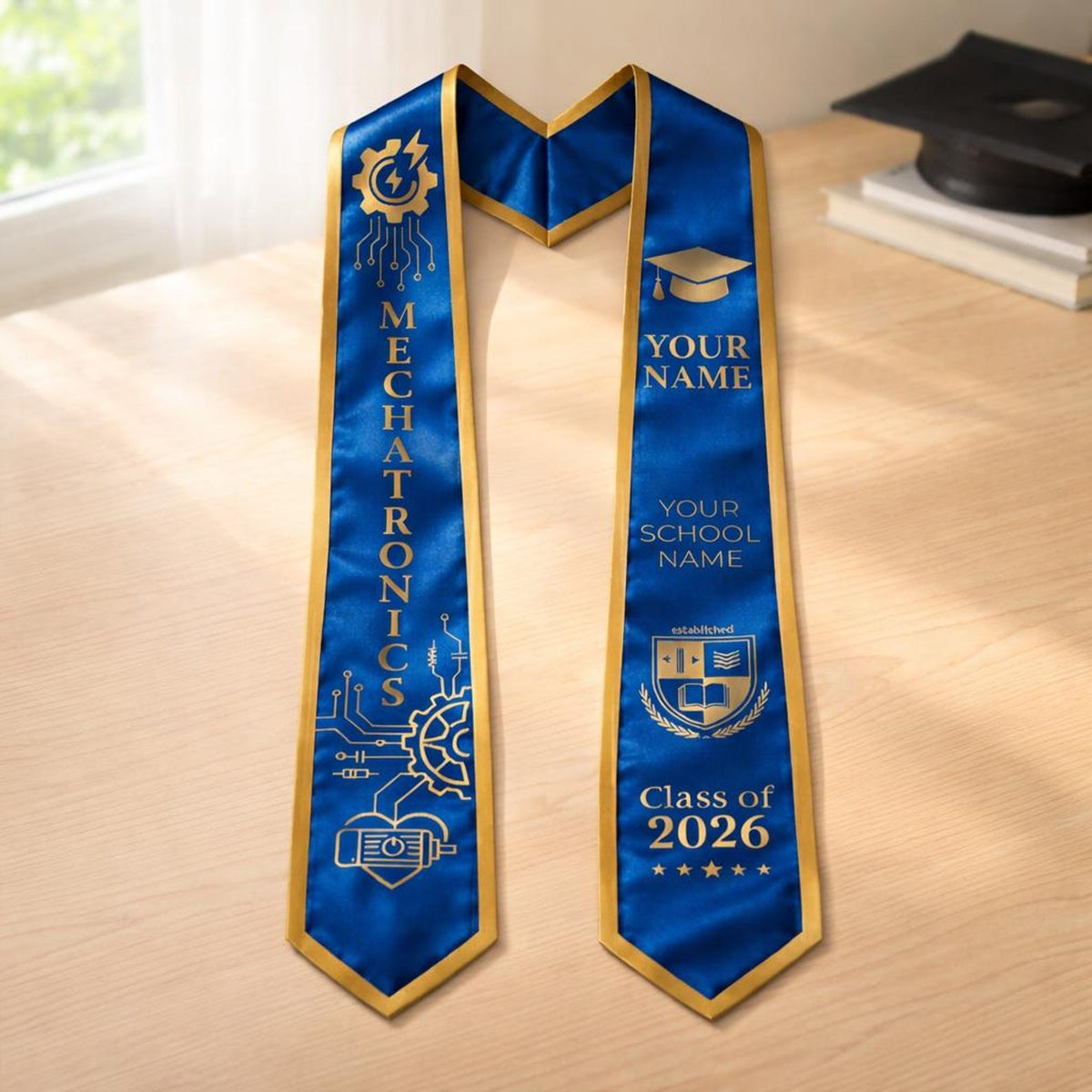 Personalized Graduation Stole Custom Name, Class of 2026 Stole, Custom College Stole, Marketing Graduation Sash, School Name Gift