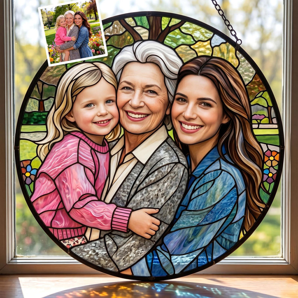 Custom Stained Glass Suncatcher Mother's Day Gift from Daughter Son Personalized Mother s Day Family Portrait Grandmother Present Mom Gift