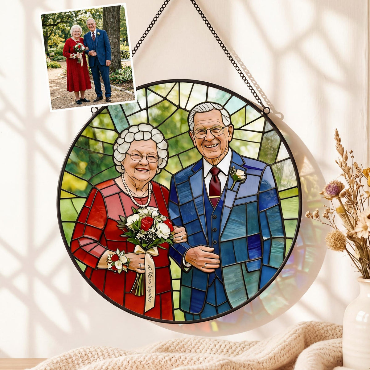 Custom Stained Glass Suncatcher Mother's Day Gift from Daughter Son Personalized Mother s Day Family Portrait Grandmother Present Mom Gift