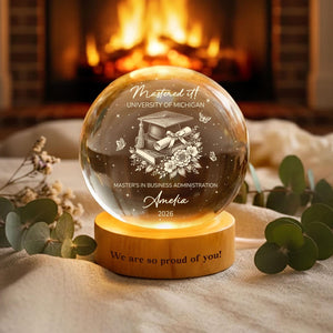 Custom Master's Degree Graduation Crystal Ball Night Light, Custom MBA Keepsake Gift, Graduation Gift For Bestie, Daughter, College Gift