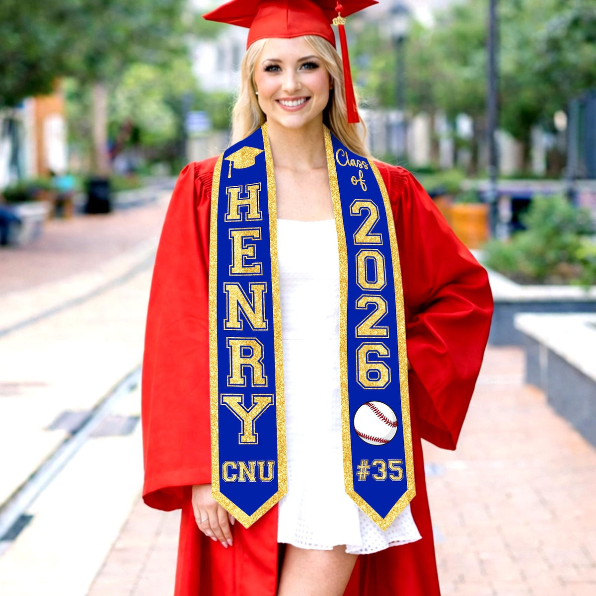 Personalized Sport Senior Graduation Stole: Custom Name and Number, Baseball Senior, Basketball Softball Senior Gifts, School Spirit Stole