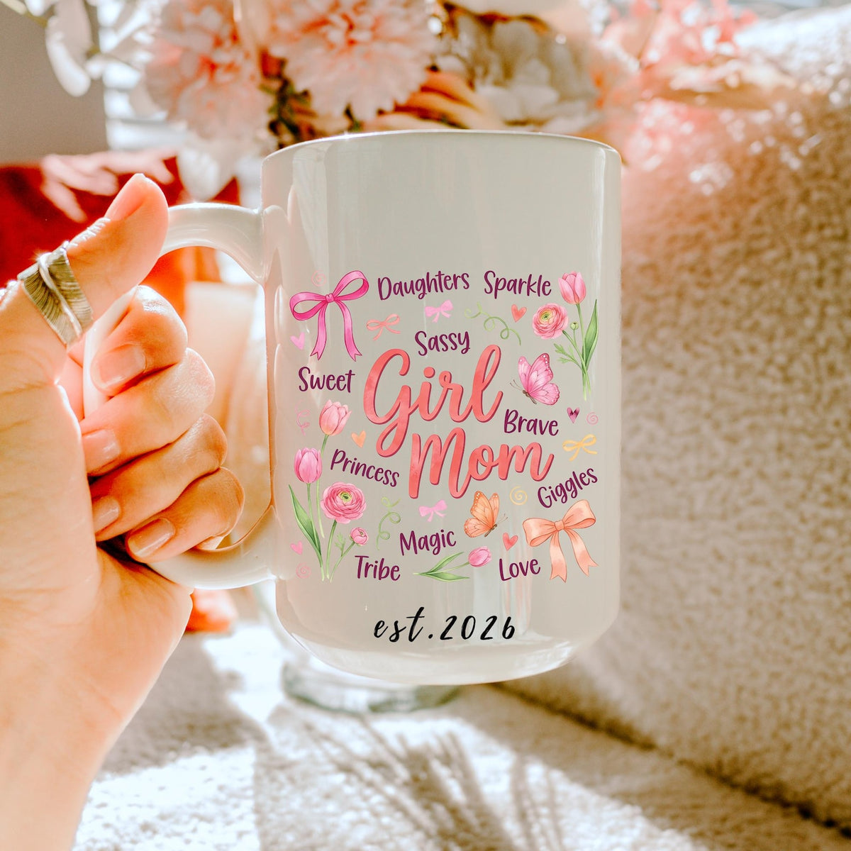 Personalized Mama Est Coffee Mug,New Mom Gift, Custom Mother's Day Gift,Mama Birthday Mug Gifts,Mug For Mum Mommy Grandma Nana Girl- Boy Mom