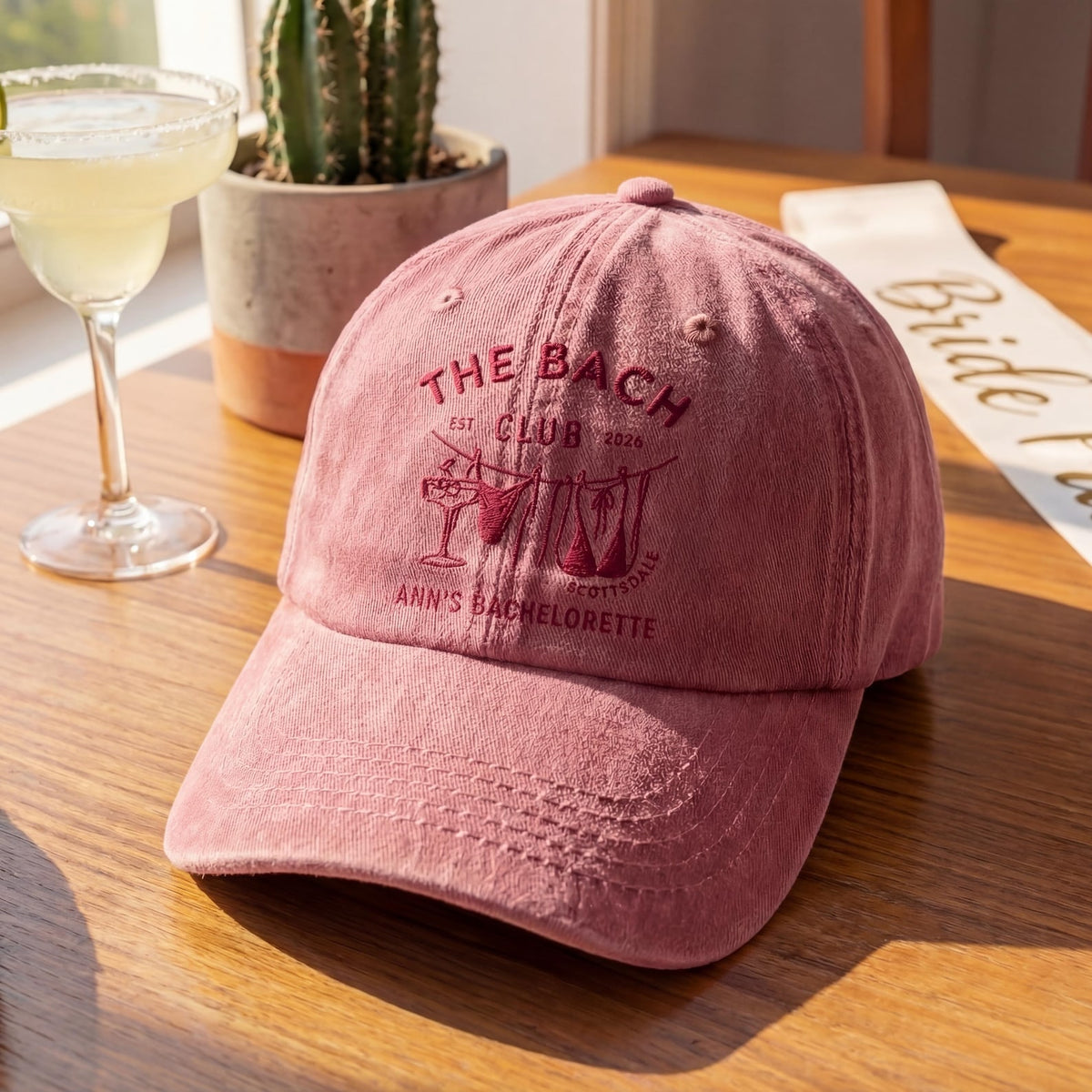 Embroidered Custom The Bach Club Hat, Personalized Bachelorette Party Cap, Bach Trip Gift, Beach Sun Hat, Embroidered Bride To Be Gift