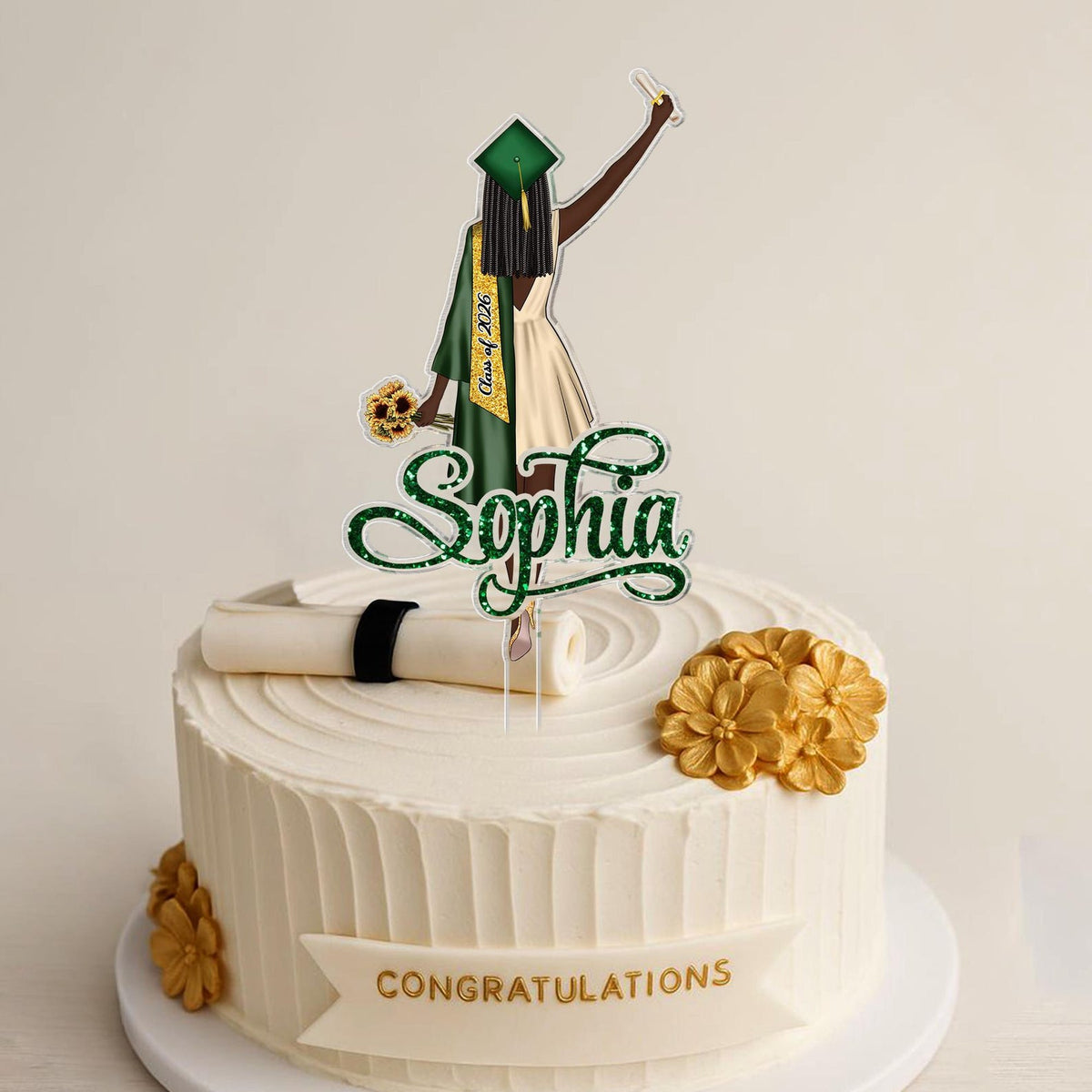 Personalized Girls Graduation Cake Topper: Class Of 2026 Party Supplies, College Graduation Favors, Congrats Grad Cake Decor
