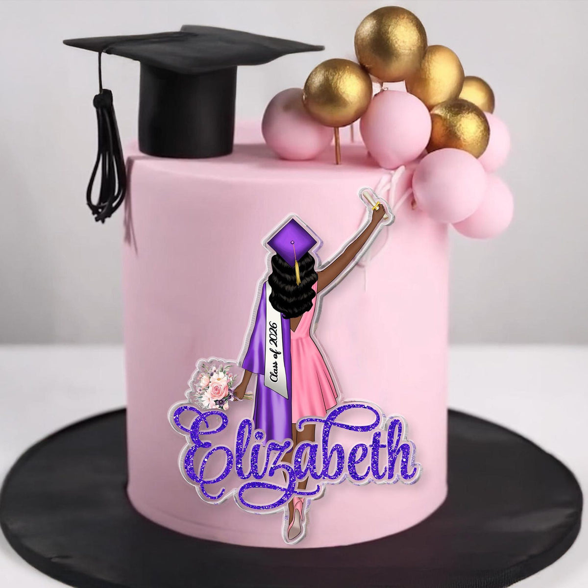 Personalized Girls Graduation Cake Topper: Class Of 2026 Party Supplies, College Graduation Favors, Congrats Grad Cake Decor