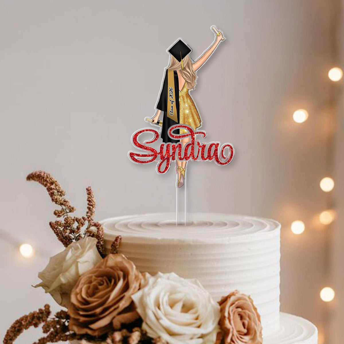 Personalized Girls Graduation Cake Topper: Class Of 2026 Party Supplies, College Graduation Favors, Congrats Grad Cake Decor
