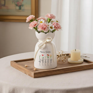 Personalized Mom Vase, Custom Mama s Garden Vase, Birth Flower Gift for Mom, Mother s Day Gift from Kids, Custom Name Flower Vase