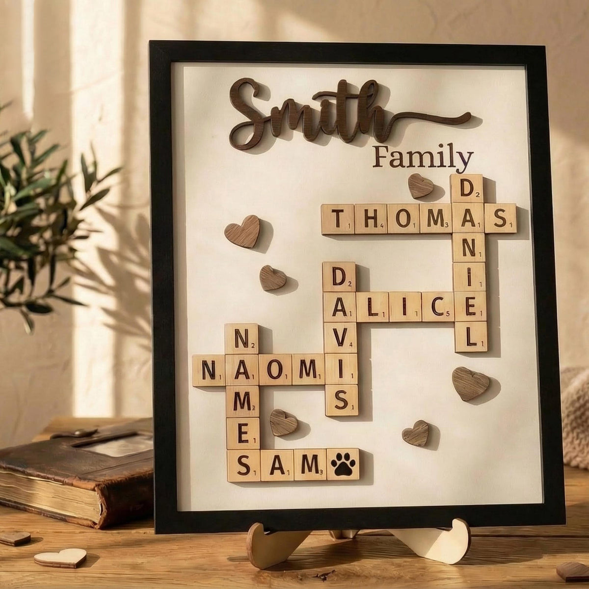 Mother's Day Gift Scrabble, Personalized Mom Puzzle Sign, 3D Wooden Crossword Name Art, Fur Mom Gift, Family Keepsake, Scrable Family