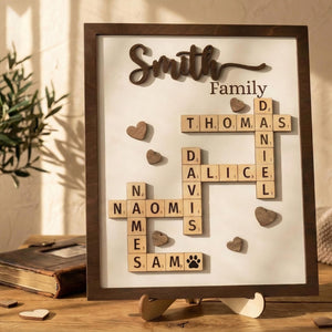 Mother's Day Gift Scrabble, Personalized Mom Puzzle Sign, 3D Wooden Crossword Name Art, Fur Mom Gift, Family Keepsake, Scrable Family
