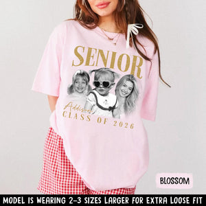 Personalised Vintage Photo and Year Senior Shirt: Retro Graduate Picture Shirt, Class of 2026 Graduation Gift, Senior Boy Girl Grad Gifts