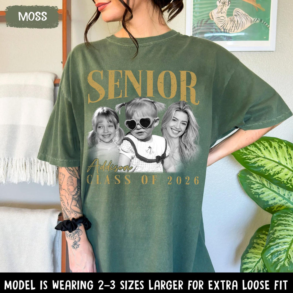 Personalised Vintage Photo and Year Senior Shirt: Retro Graduate Picture Shirt, Class of 2026 Graduation Gift, Senior Boy Girl Grad Gifts