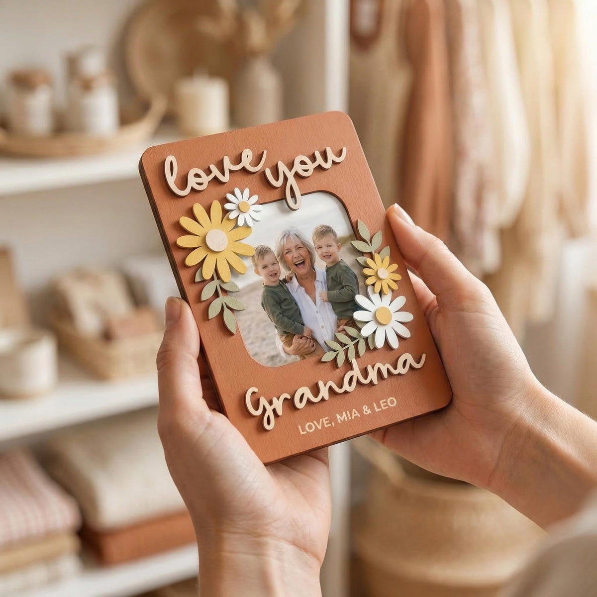 Personalized Photo Magnet for Mom, Love You Magnetic Picture Frame, Mother's Day Gift, Birthday Gifts, Gift for Grandma, Includes Photo