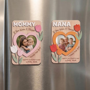 Floral Mothers Day Fridge Magnet,Mom Fridge Photo Magnet,Mother s Day photo frame,Mom Gift,Gift for Grandma ,Gift for Mom